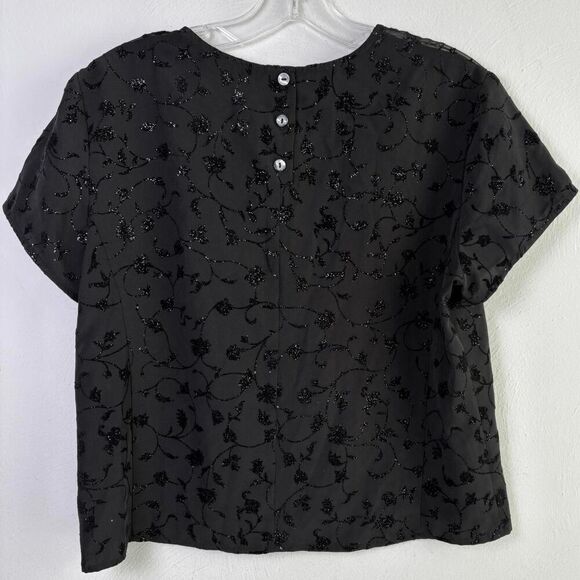 Vintage 90s Y2K Sparkly Dark Romantic Whimsygoth Fairy Black Top Sheer Panel - Picture 8 of 9